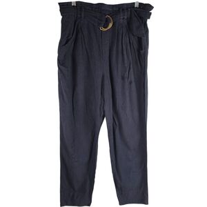 Anthropologie Black Paperbag High Waist Cotton Pants In S